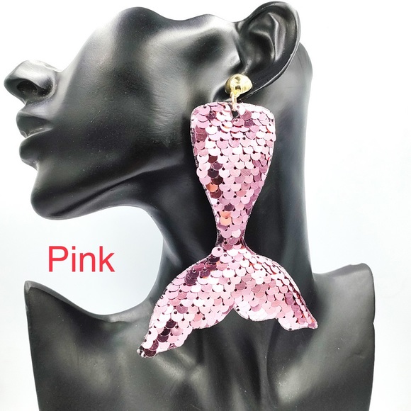 Creative Reflective Sequins Mermaid Tail gold post long Earrings for single ear - Picture 15 of 16